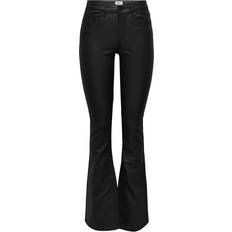 Dam - Viskos Kläder Only Blush Coated Skinny Flared Pant - Black