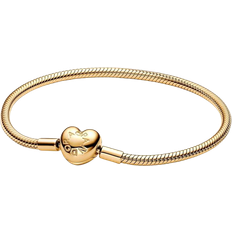 Smycken Pandora Moments Heart Clasp Snake Chain Bracelet - Gold