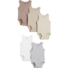 M Bodys Barnkläder H&M Baby Body 5-pack - Light Beige/Light Gray Melange