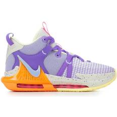 Boys nike big kid lebron witness vii basketball shoes Nike LeBron Witness 7 GS - Light Orewood Brown/Action Grape/Vivid Orange/Cobalt Bliss