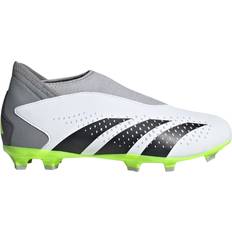 Weiß Fußballschuhe Adidas Junior Predator Accuracy.3 Laceless FG - Cloud White/Core Black/Lucid Lemon