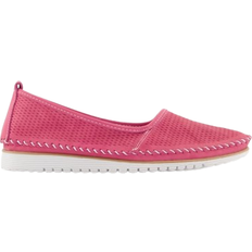 Ulla Popken Leather Slip On 3D Pattern Lined Seam - Magenta