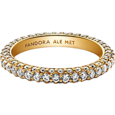 Pandora Timeless Pavé Singlerow Rings - Gold/Transparent