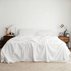 Cotton Satin - Fitted Sheet Bed Sheets Sateen Dream Split King Bed Sheet White (292.1x279.4)