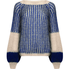 Liana Knit Sweater - Cream/Cobalt Blue