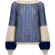 Noella Liana Knit Sweater - Cream/Cobalt Blue