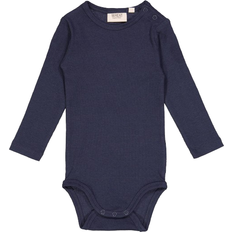 Wheat Baby Long Sleeve Rib Bodysuits - Midnight