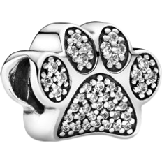 Pandora Sparkling Paw Print Charm - Silver/Transparent