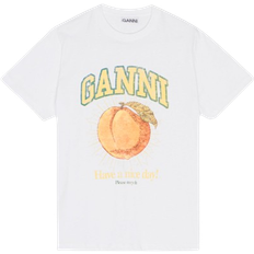 Ganni Relaxed Peach T-shirt - Bright White