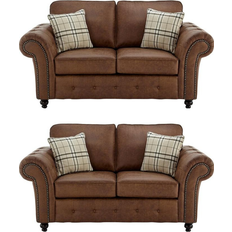 B&Q Oakland Brown Sofa 180cm 2pcs 2 Seater