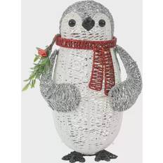 Christmas Lamps LuxenHome Lighted Penguin Yard Gray&White Christmas Lamp 15"