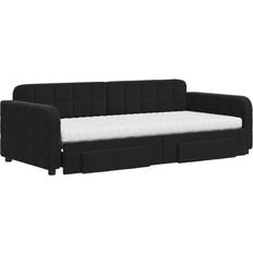 vidaXL Daybed with Extension Black Sofá 224cm Sofá 2 Plazas