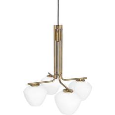 Taklampa låg Konsthantverk DK 4-Low Brass/Matt White Pendellampa