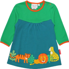 T-shirt Dress Dresses Children's Clothing Toby Tiger Organic Wild Cats Applique T-shirt Dress - Green/Blue