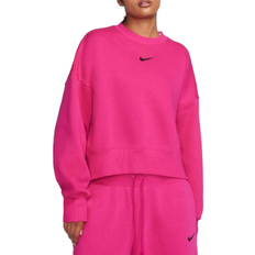 Nike Women's Sportswear Phoenix Fleece Oversized Crew-Neck Sweatshirt - Fireberry/Black