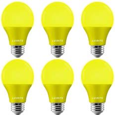 Light Bulbs Luxrite 60-Watt Equivalent A19 Bug LED Light Bulb Yellow Light Bulb 6-Pack