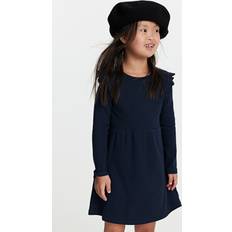 Long Sleeves Dresses Children's Clothing H&M Girls Blue Ribbed jersey dress