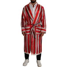 Silke/Siden Morgonrockar & Badrockar Dolce & Gabbana Red White Striped Silk Mens Night Gown Robe IT46