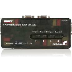 StarTech StarTech.com 4 Port Black USB KVM Switch Kit with Cables and Audio desktop KVM Switch VGA KVM Switch USB KVM Switch 4 Port SV411KUSB