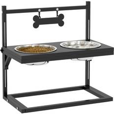 Dog Bowls & Dog Food Dispensers Pets Pawhut Raised Dog Bowl with 2