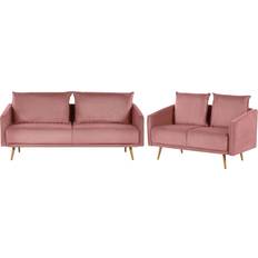 2 Seater - Sofa Set Sofas Beliani Lyserød Velour Sofa 2 personers