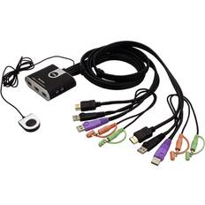 Aten USB HDMI/Audio Cable KVM Switch with Remote Port Selector CS692 1920 x 1200 and 1080p Built-in all-in-one cables 2 x 1.2 m & bus-powered