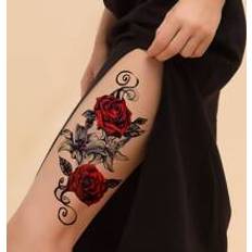 Kroppsmakeup Shein 2pcs Rose Patterned Temporary Tattoo Stickers