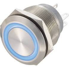 Elartikler TRU Components 702602 GQ22-11WE/B-W/12V Hærværkssikret trykknap 250 V/AC 0.5 A 1 x Off/On Tastende Blå IP67 1 stk