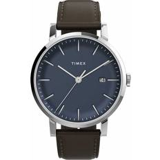 Timex Midtown Blå urtavla Brun läderrem TW2V36500