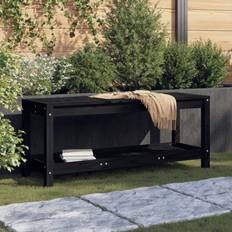 VidaXL Outdoor-Sofas & Bänke vidaXL Schwarz 108 x 35 x 45 cm Massivholz Kiefer Gartenbank