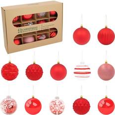 Red Christmas Tree Ornaments Studio Workshop Set of 12 Shatterproof Textured Baubles Christmas Tree Ornament 12pcs