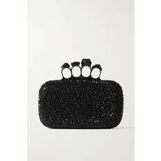 Women Clutches Alexander McQueen Womens Black Black Four-ring Crystal-embellished Clutch bag 1 Size