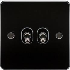 Knightsbridge Flat Plate 10AX 2G 2-way toggle switch gunmetal Various