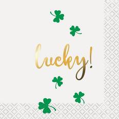 Gold Party Supplies Unique Party Lucky Foil St Patricks Day Disposable Napkins Pack of 16