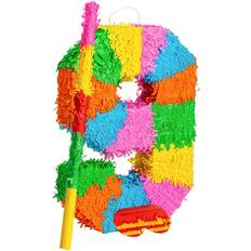 Fax Potato Pinatas Number 9 Cardboard Pinata, Stick and Blindfold Set W35cm x D7.5cm x H50cm Multi