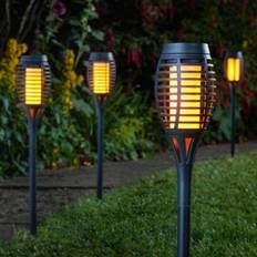 Smart Garden 5 Pack Slate Solar Party Flaming Torch Light Stake