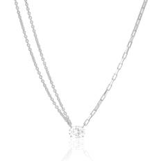 Rhodium - Women Necklaces Sif Jakobs White Zirconia Ellisse Uno Necklace SJ-N2331-CZ