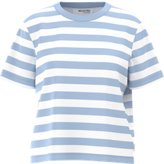 Streifen T-Shirts Selected Gestreiftes T-shirt Blau