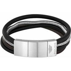 Police Armband Police Herr Läderarmband - Silver