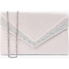 White Clutches Paradox London Delaney Satin Clutch Bag, Ivory