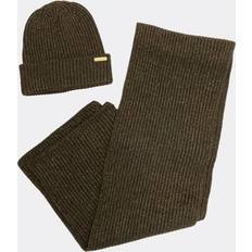 Barbour Mujer Gorros Barbour Estoril Ribbed-Knit Beanie And Scarf Set Green