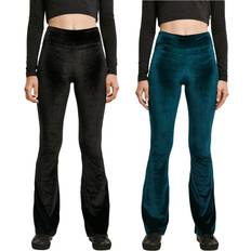 5XL - Uomo Collant Urban Classics Leggings di - Ladies High Waist Velvet Boot Cut Leggings - verde acqua