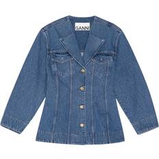 Ganni Fitted Denim Blazer - Mid Blue Vintage