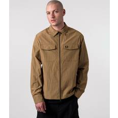 Grey - Tennis Outerwear Fred Perry Zip Overshirt, Brown