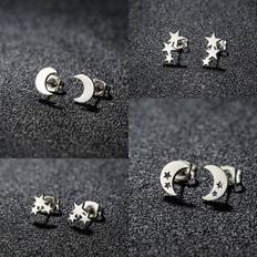 Shein Pair Fashion Star Moon Earrings Mini Simple Temperament Earrings For Women Jewelry Gifts