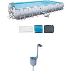 Bestway 31.3ft x 16ft x 52in Above Ground Pool Set with Pump and Surface Skimmer 237 Grey