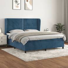 vidaXL Boxspringbett mit Matratze 180x200 cm Dunkelblau