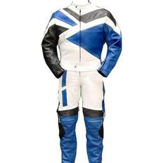 Motorcycle Equipment Perrini 2pc Motorcycle Riding Racing Leather Track Suit w/Padding All Leather Drag Suit