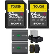 Sony 64GB UHS-II Tough G-Series SD Card 2-Pack with Battery Pack Bundle