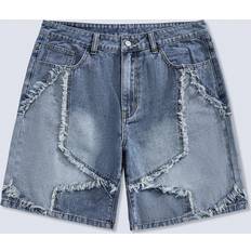 Shein Men Clothing Shein Men'S Frayed Hem Denim Shorts With Pockets